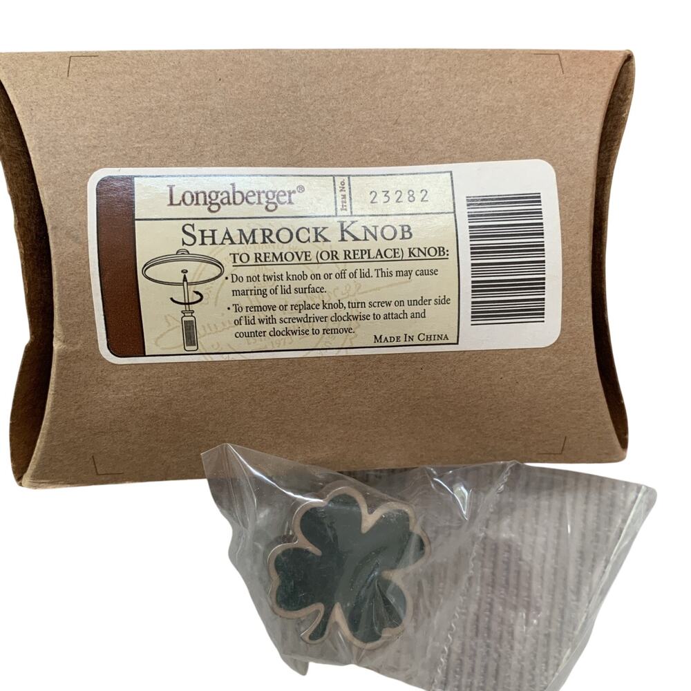 Longaberger Shamrock Basket Knob Metal #23282 NEW in Package